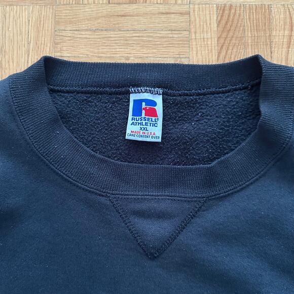 Vintage 90s Russell Athletic Made in USA Black Blank sweatshirt XXL - Picture 2 of 4